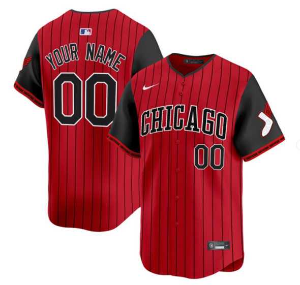 Mens Chicago White Sox Active Player Custom Red Black 2025 City Connect Limited Stitched Baseball Jersey->customized mlb jersey->Custom Jersey
